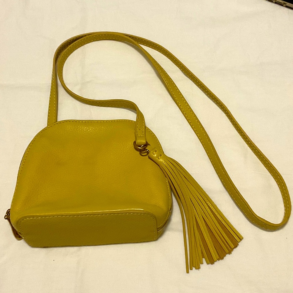 Yellow Crossbody Bag with Tassel